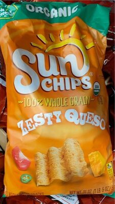 Organic zesty queso flavored whole grain snacks