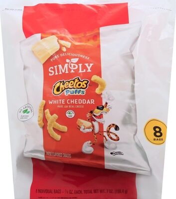 Simply white cheddar flavored cheese puffs