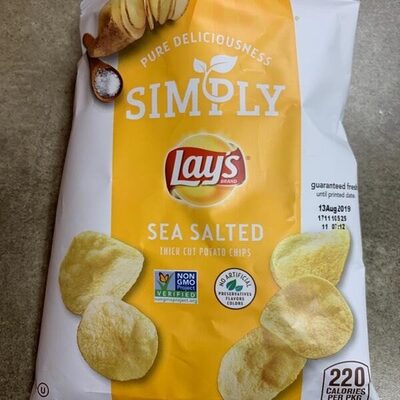 Lay's Sea Salted Thick Cut Potato Chips front packaging