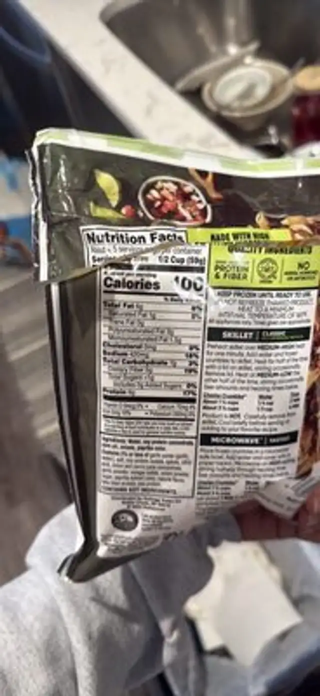 Chorizo Crumbles nutrition facts table