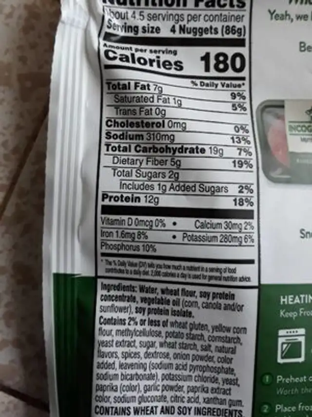 Incogmeato nutrition facts table