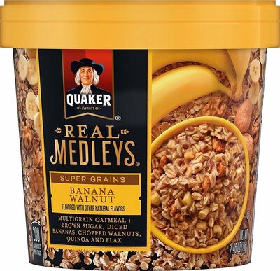 Quaker real medleys banana walnut flavor instant oatmeal cup