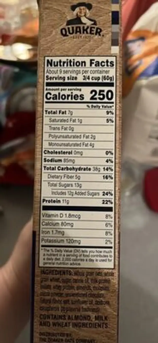 Protein Granola nutrition facts table