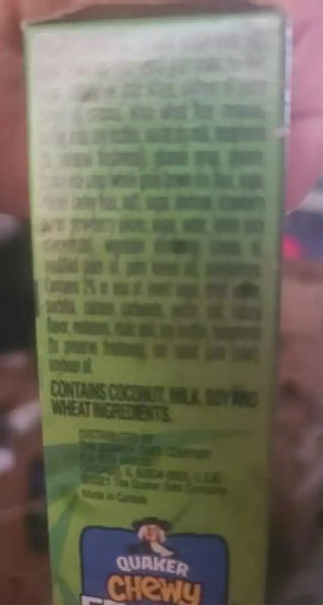 Fruity fun granola bars splendid strawberry ingredients label
