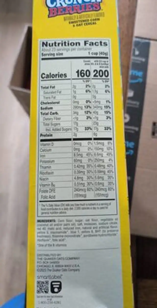 Cap’n crunch ingredients label