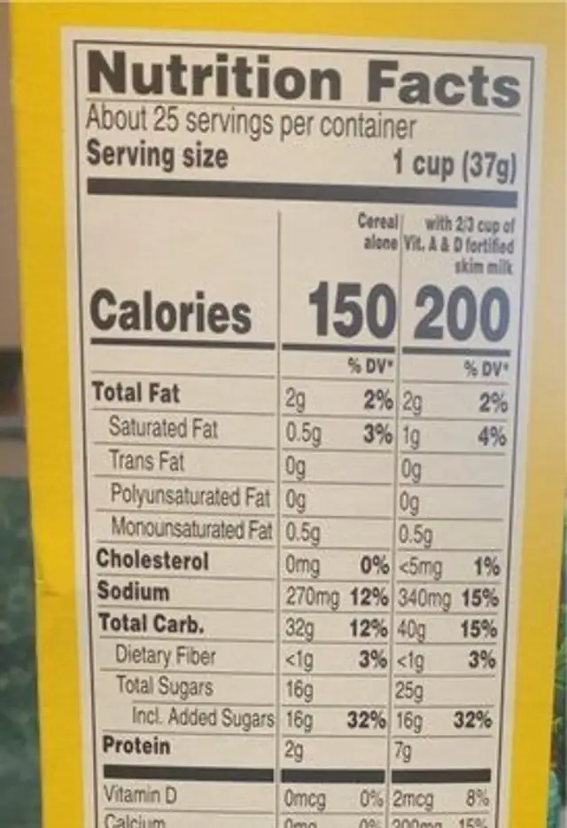 Cap’n crunch nutrition facts table