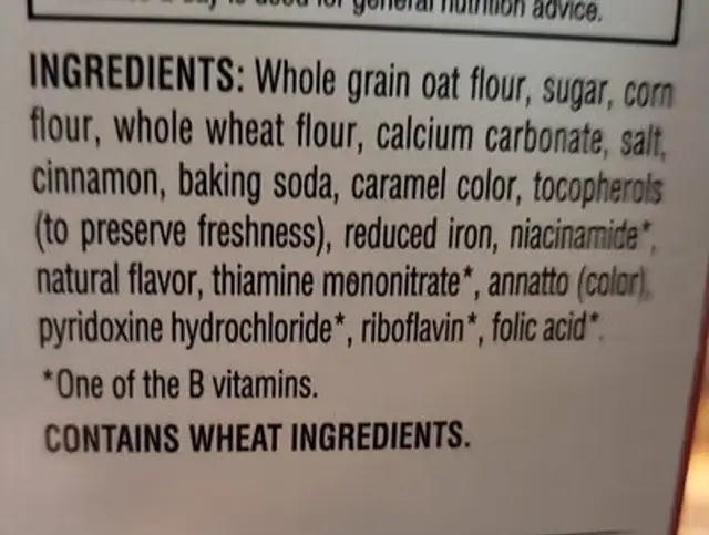 Life multigrain cereal ingredients label