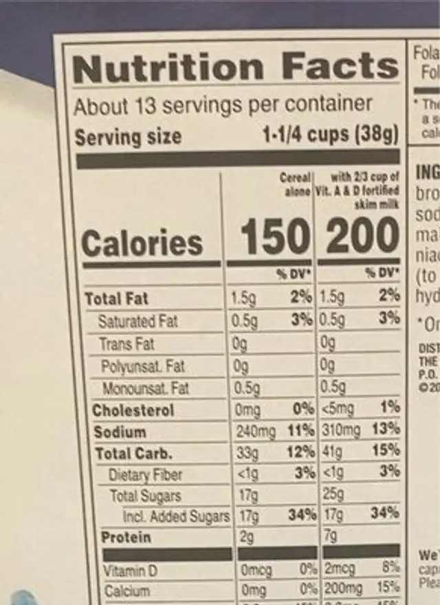 Red white and blue crunch nutrition facts table
