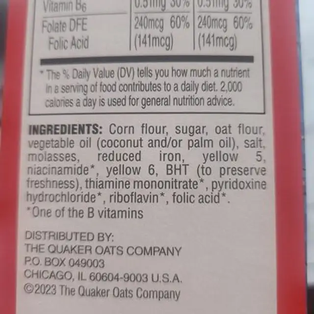 CAP'N CRUNCH Sweetened Corn & Oat Cereal ingredients label