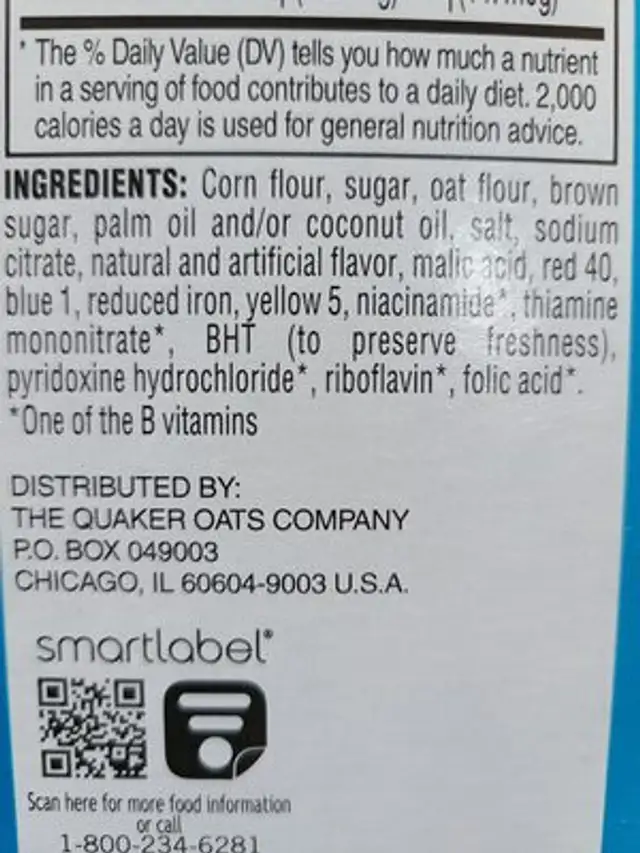 Oops! All Berries ingredients label