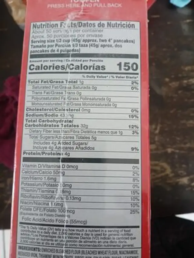 Buttermilk Pancake & Waffle Mix nutrition facts table