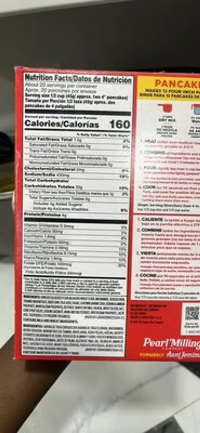 Original Pancake & Waffle Mix nutrition facts table