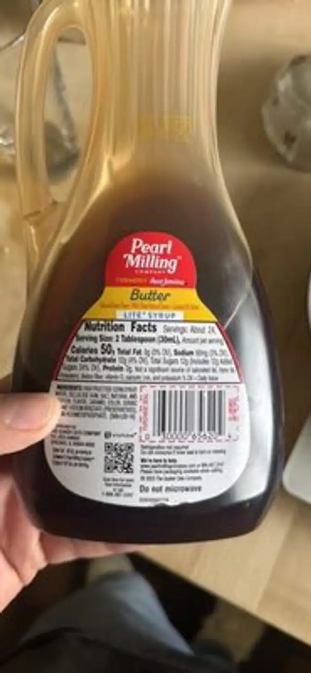 Butter Lite Syrup nutrition facts table