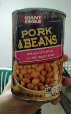 Pork and Beans Seasoned with spices in a rich tomato sauce