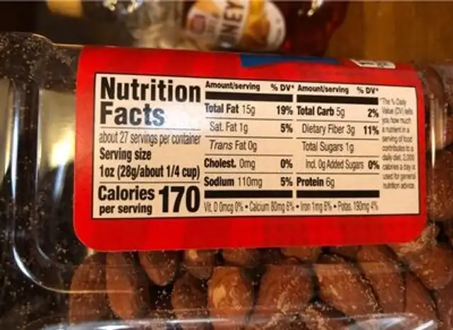Roasted Almonds With Sea Salt nutrition facts table