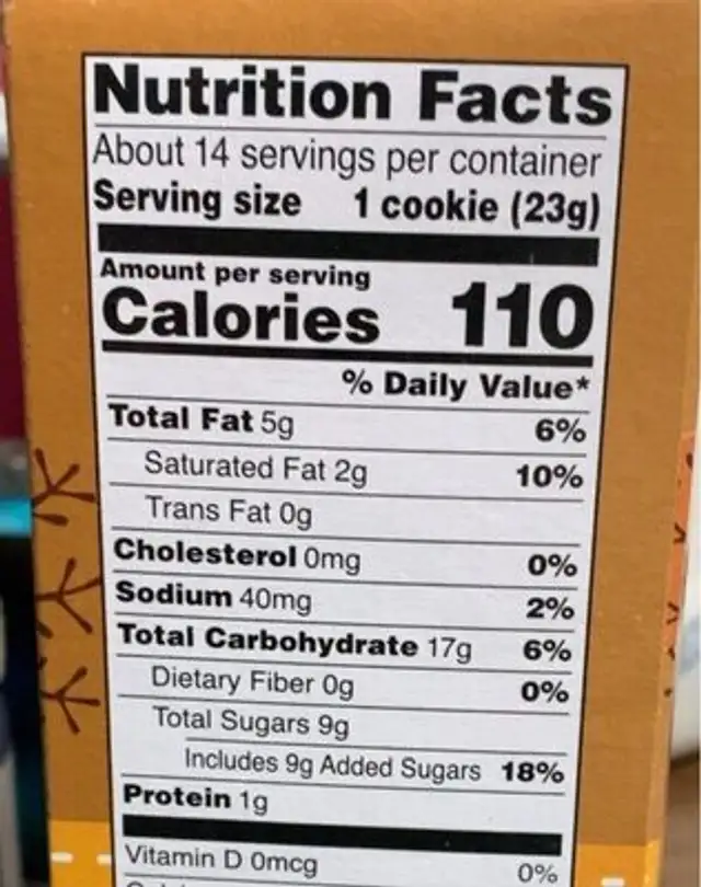 Maple leaf cookie nutrition facts table