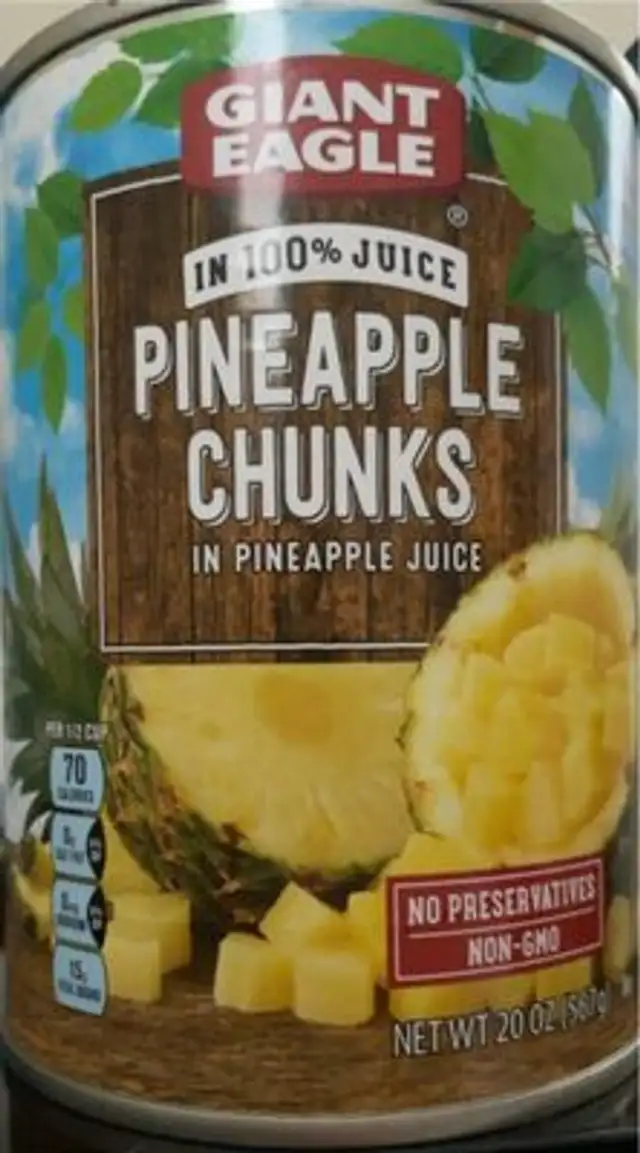 Pinapple Chunks in pineapple juice front packaging