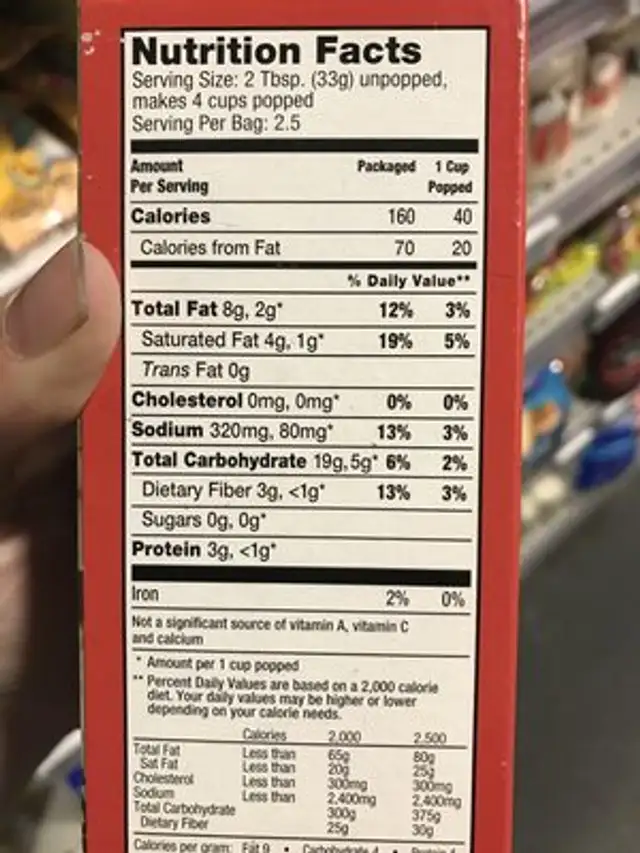 Golden Fluff Microwave Popcorn ingredients label