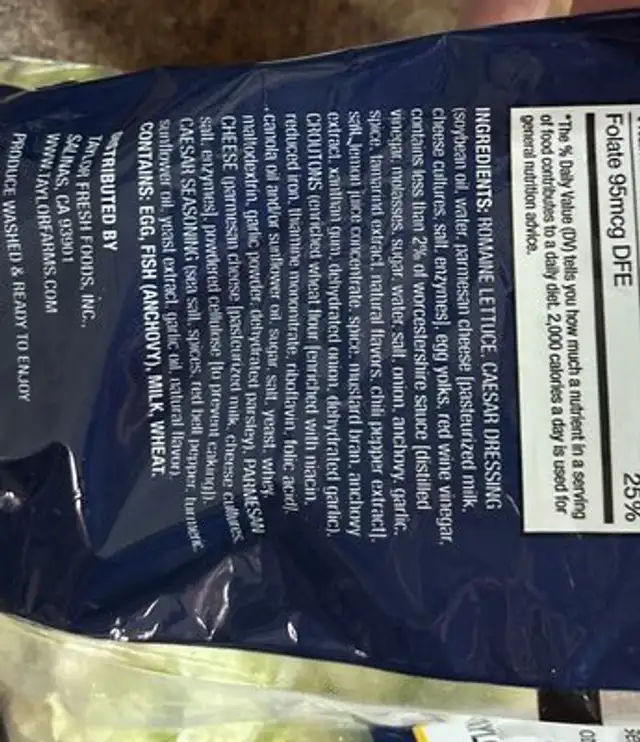 Ultimate Cesar salad kit ingredients label