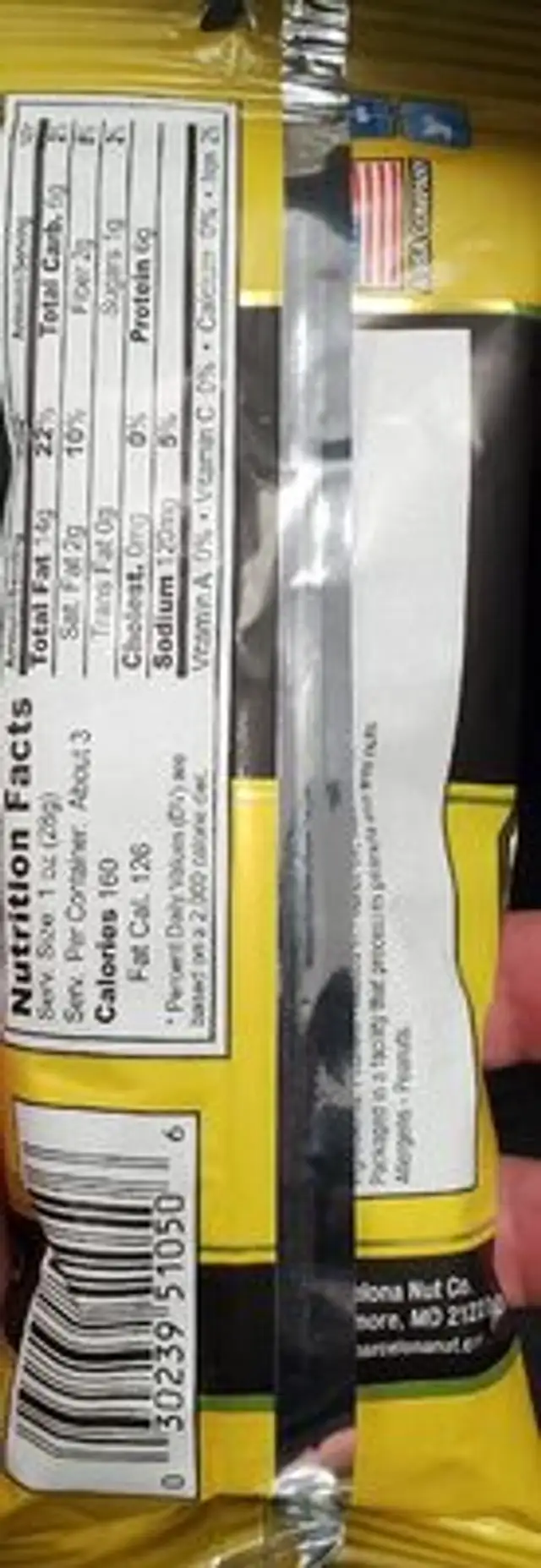 Peanuts nutrition facts table
