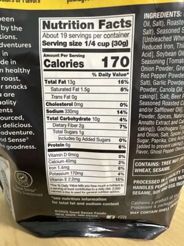 Spicy Gochugara nutrition facts table