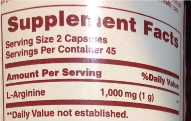 L—arginine nutrition facts table