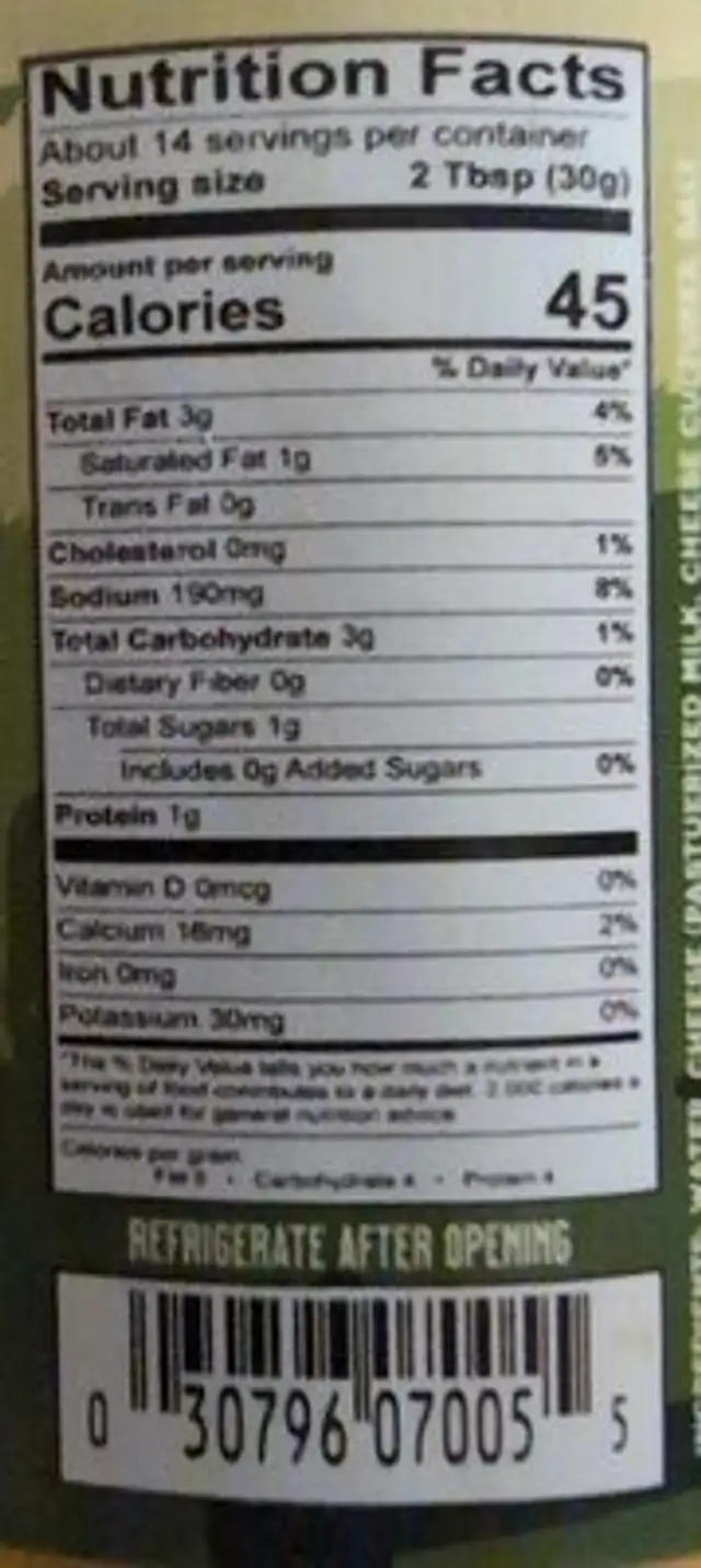 Chipotle Salsa Con Queso nutrition facts table