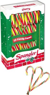 Spangler box candy canes cherry flavored multicolor front packaging