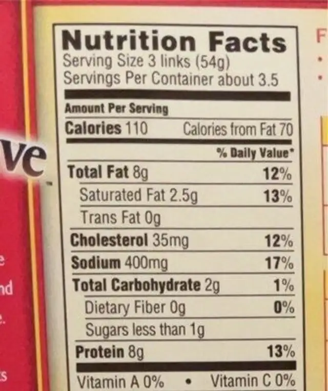 Brown n serve frozen side nutrition facts table