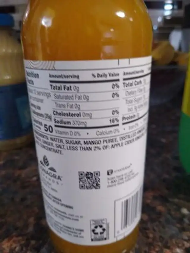 Sauce ingredients label