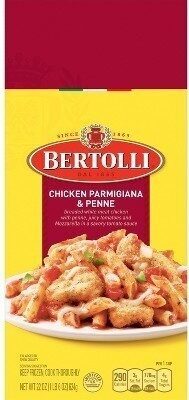 Breaded white meat chicken with penne