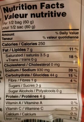 Neoguri Spicy Seafood nutrition facts table