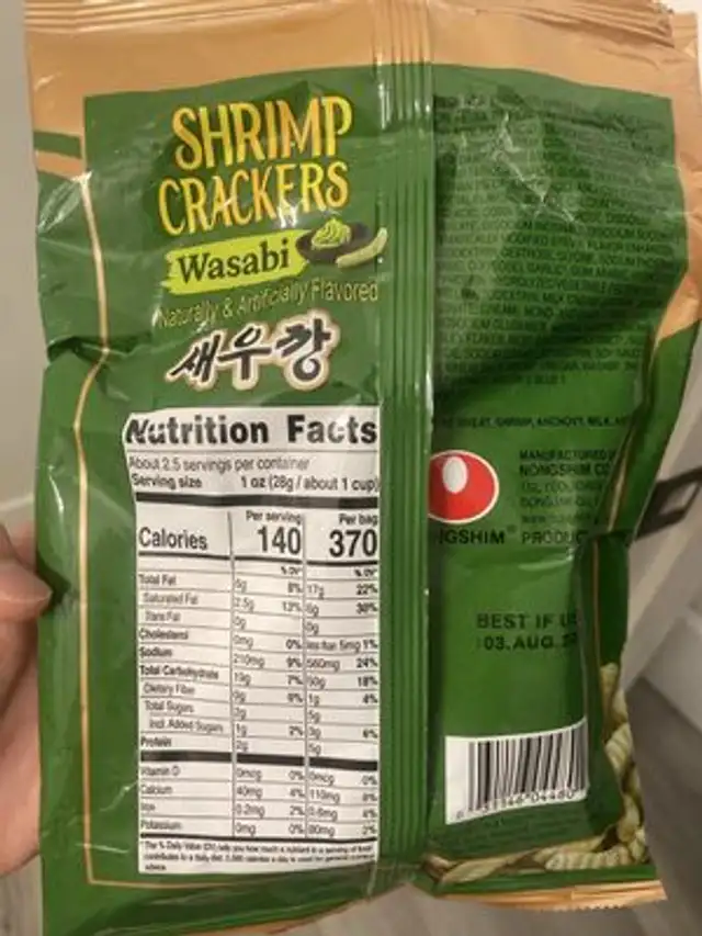 Shrimp Cracker Wasabi nutrition facts table