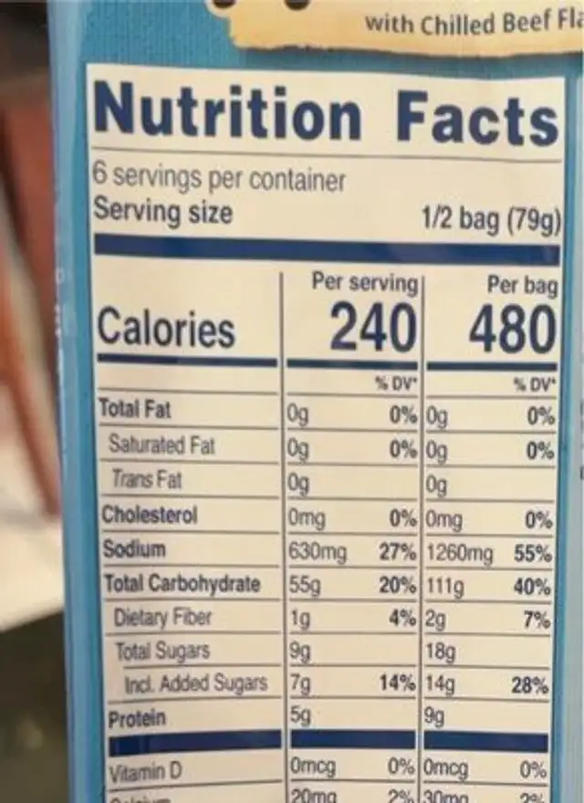 Naeng myeon nutrition facts table