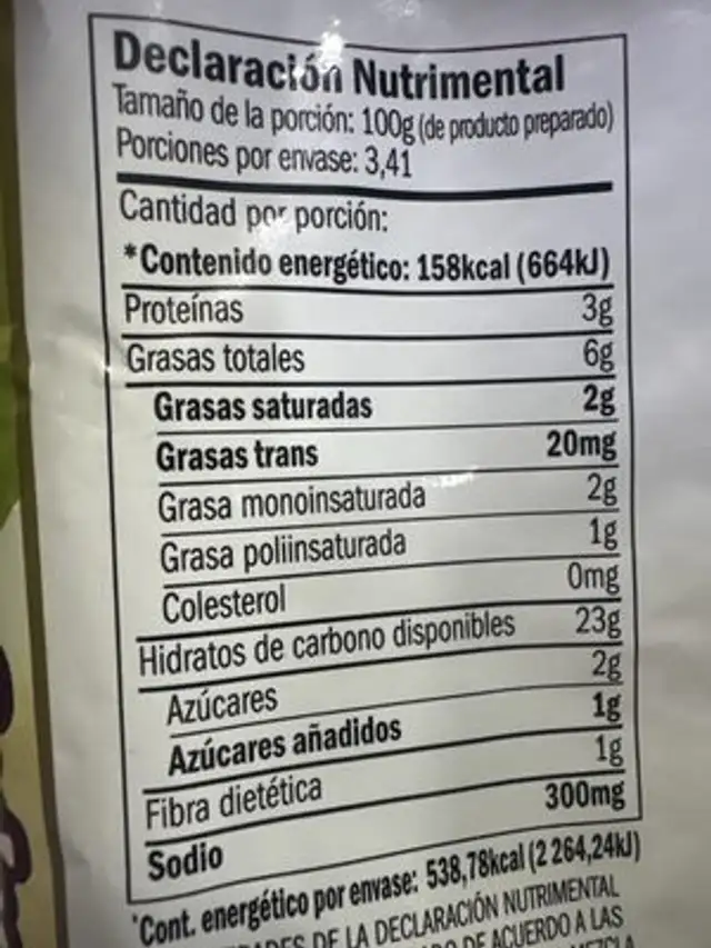 Chapagetti nutrition facts table