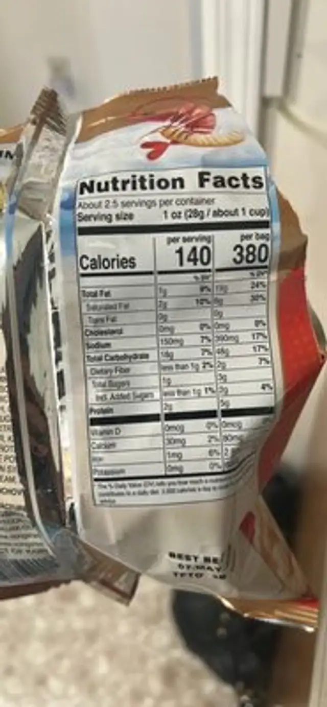 Shrimp Crackers nutrition facts table