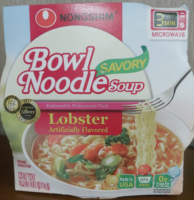 Savory bowl noodle soup, lobster front packaging