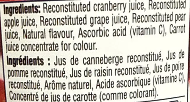 Unknown ingredients label