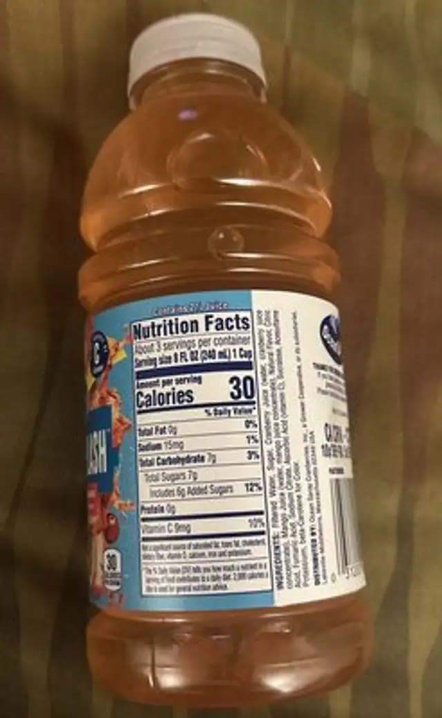 Paradise Splash nutrition facts table