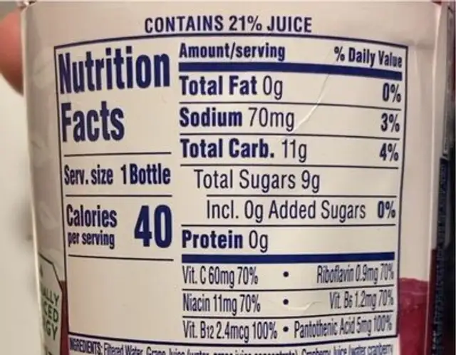 Cran-Energy Energy Drink Cranberry Raspberry nutrition facts table