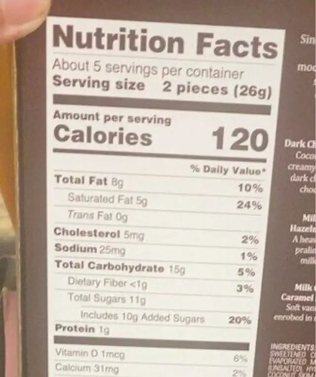Assorted goldmark chocolate giftbox nutrition facts table