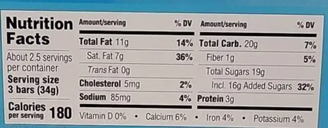 Salted caramel milk chocolate nutrition facts table