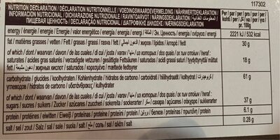 Godiva Prestige Biscuits Collection nutrition facts table
