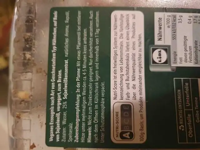 Veganes Erzeugnis nach Art von Geschnetzeltem Typ Hähnchen ingredients label
