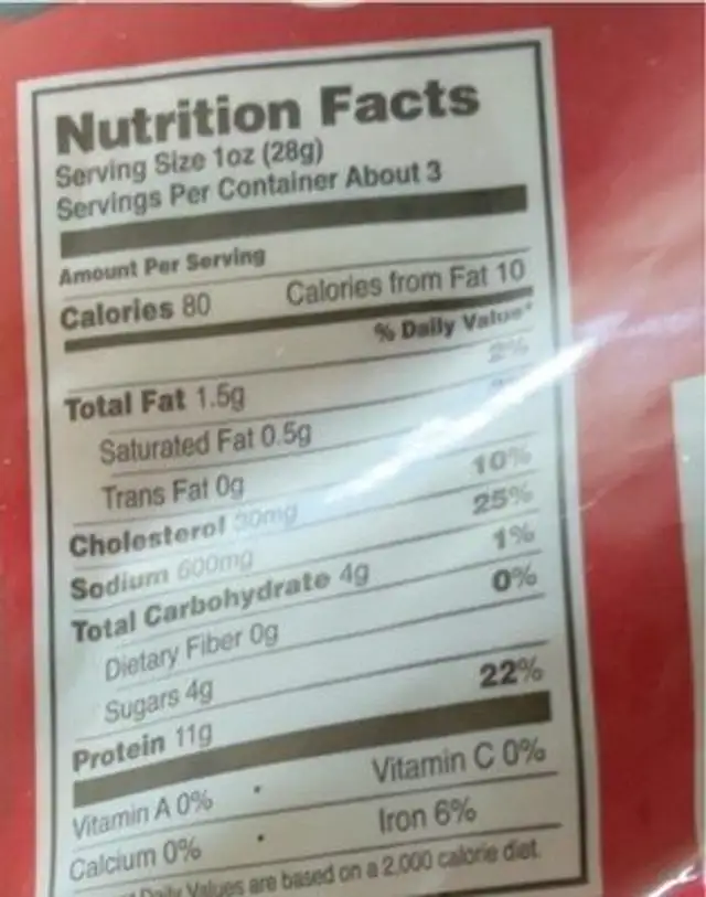 Originals organic classic beef jerky nutrition facts table