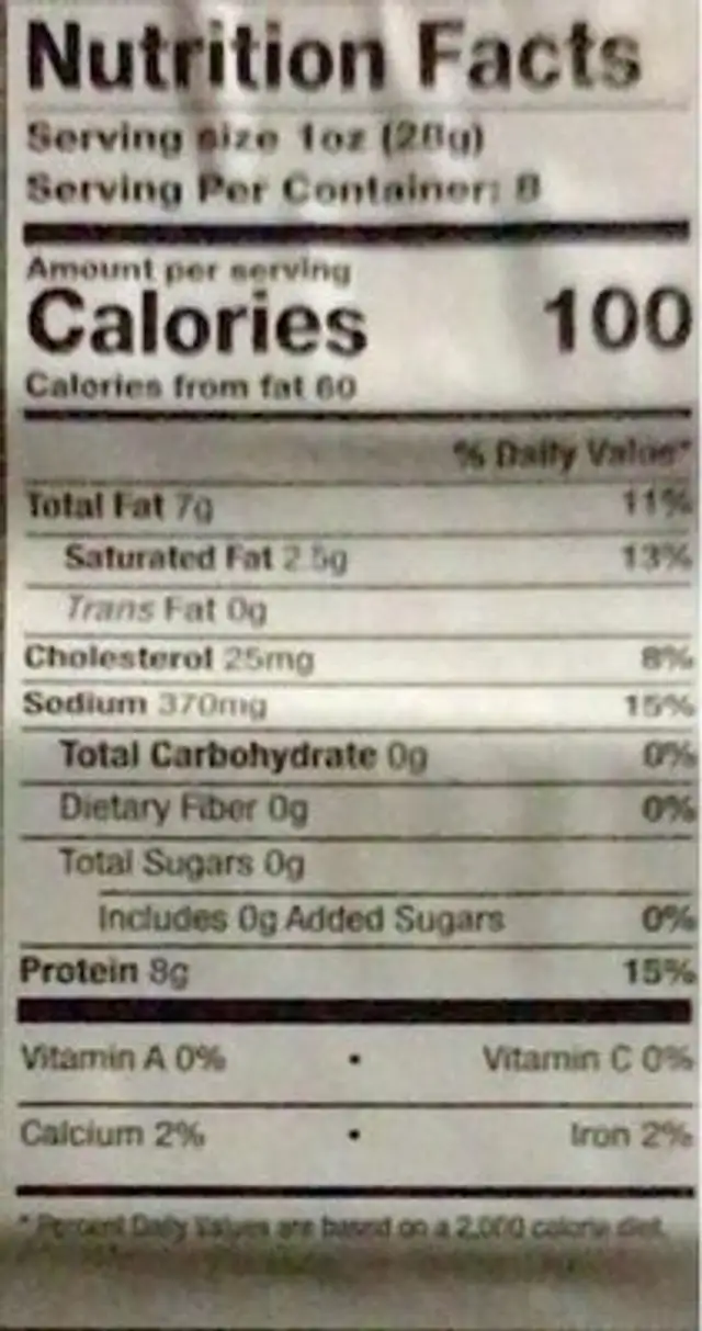Italian style Pepperoni salami nutrition facts table