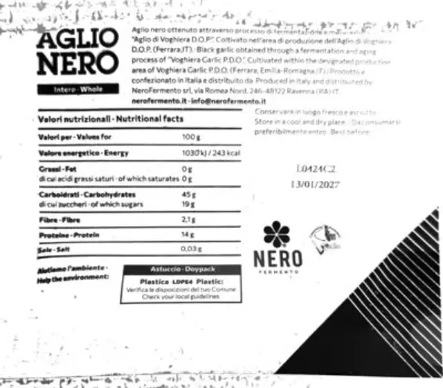 Unknown ingredients label
