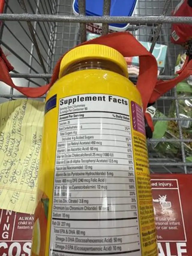 Unknown nutrition facts table