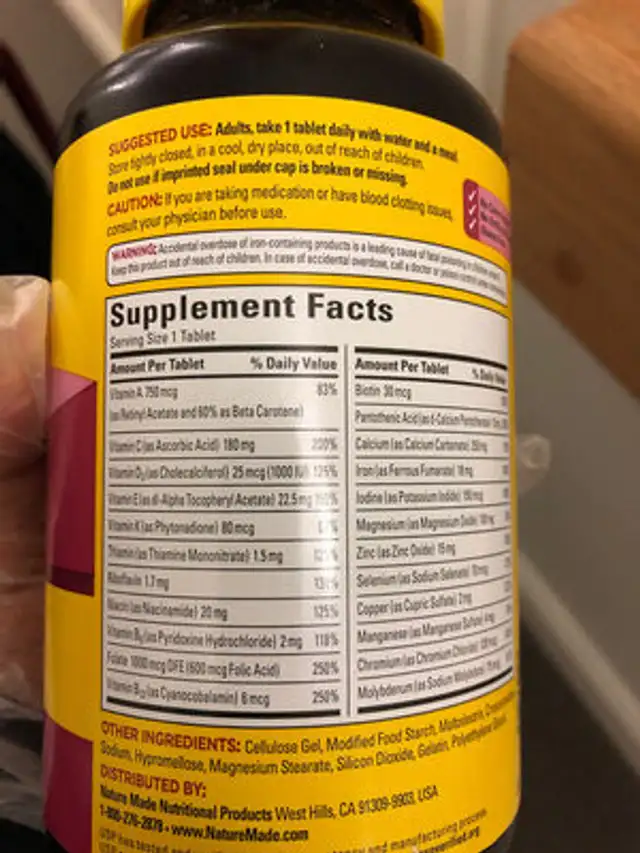 Multi For Her ingredients label
