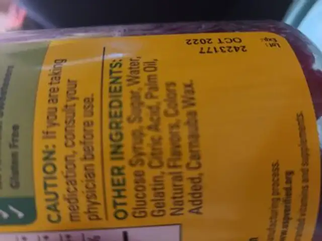 Energy B12 ingredients label